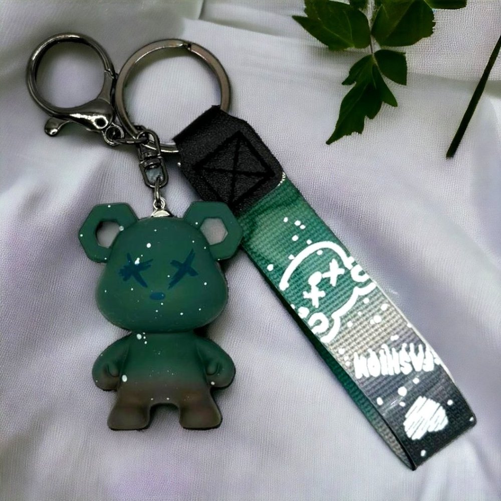 Starry Sky Gradient Color Bear Keychain Accessories Gift for Kids Women Men